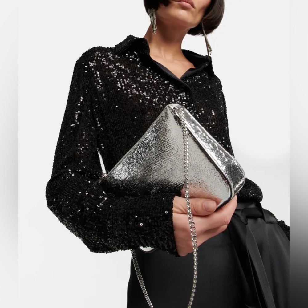 BRAND NEW Christian Louboutin Loubila Metallic Leather Pouch